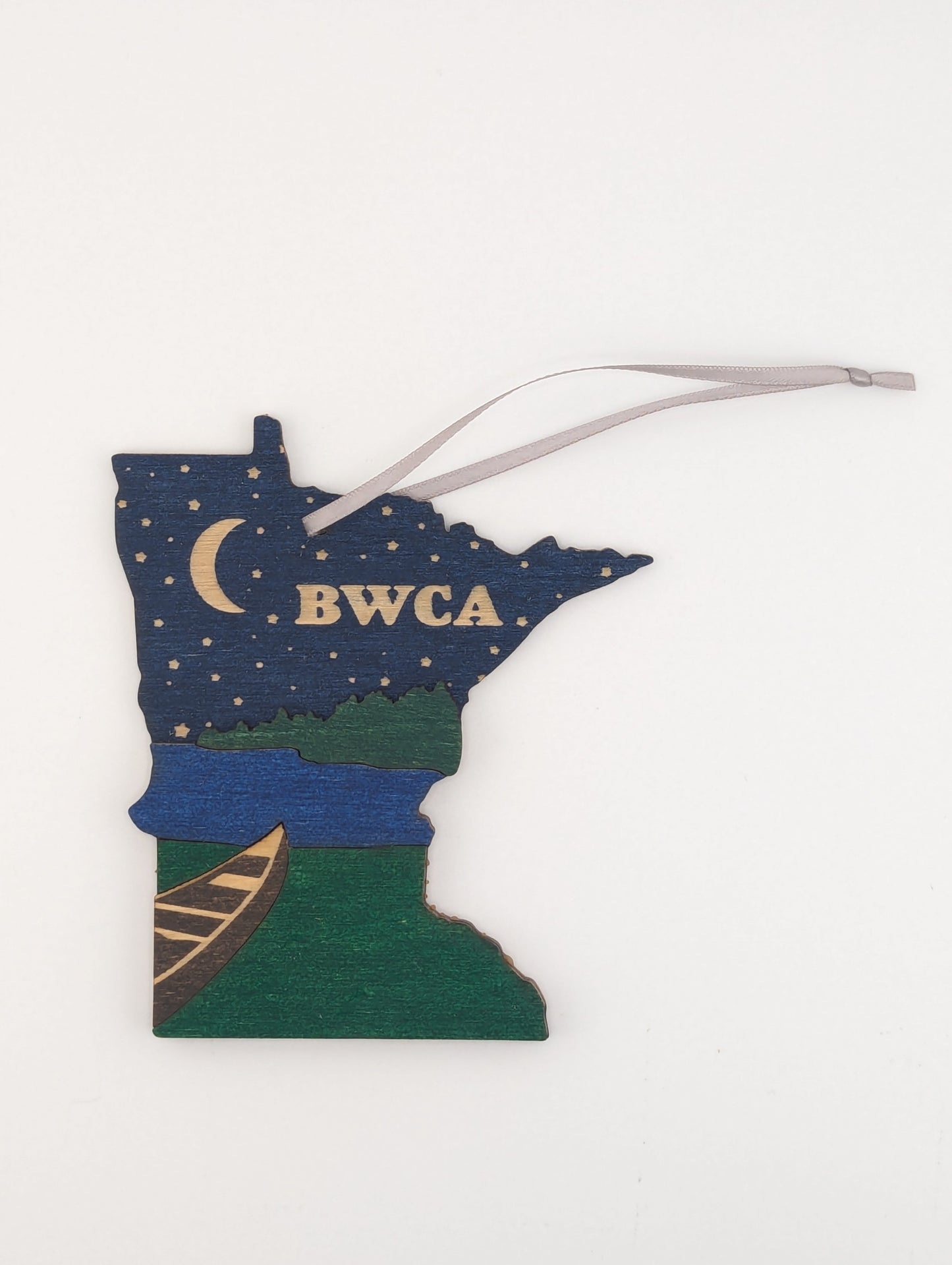 Minnesota BWCA Canoe Night 4.25" wood ornament or magnet
