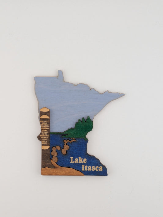 Lake Itasca MN 4.25" wood ornament or magnet