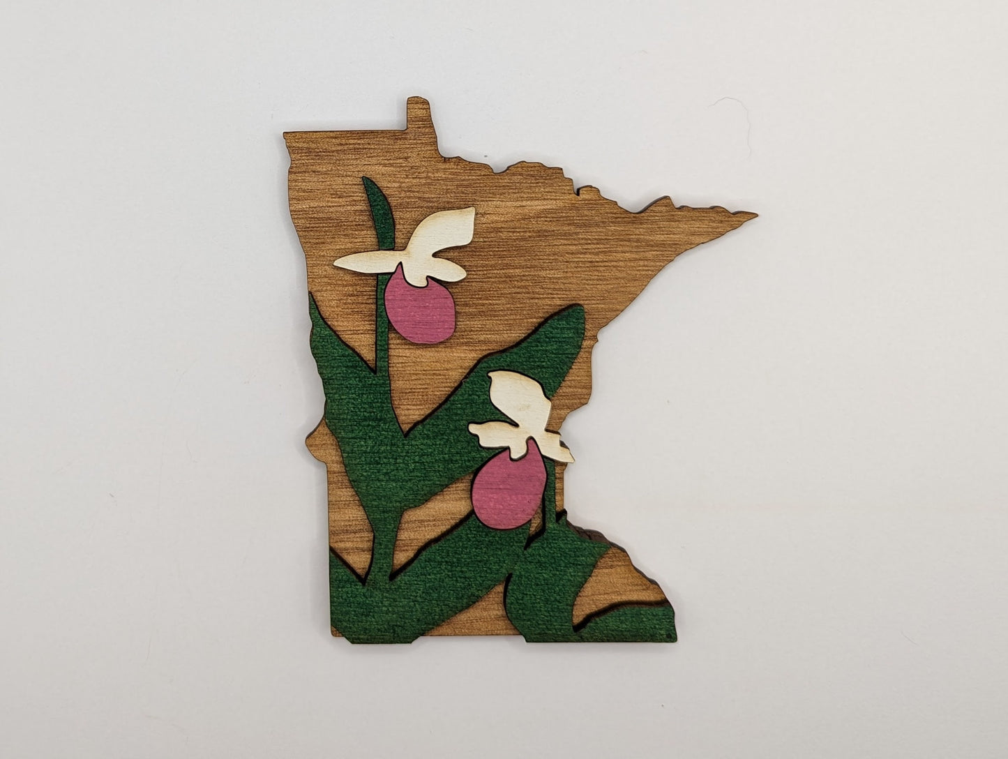 Lady Slipper State Flower Minnesota 5" handmade ornament or magnet
