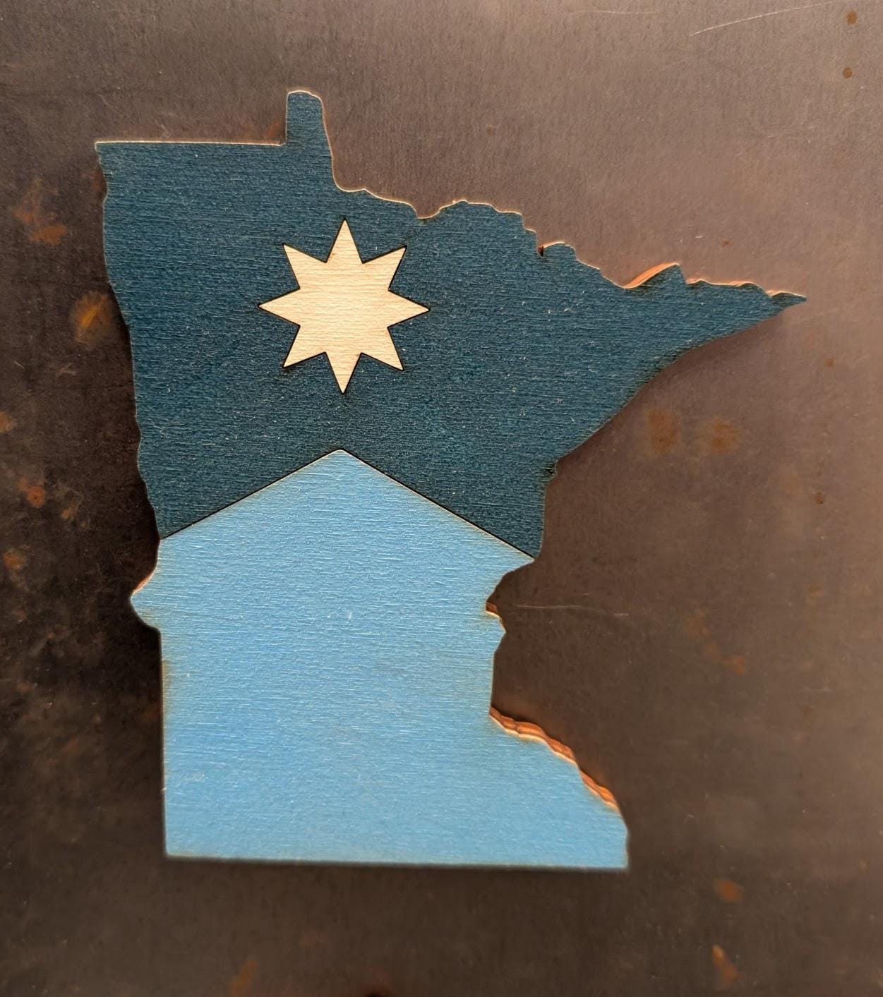 Minnesota North Star Flag handmade wood ornament or magnet 2024
